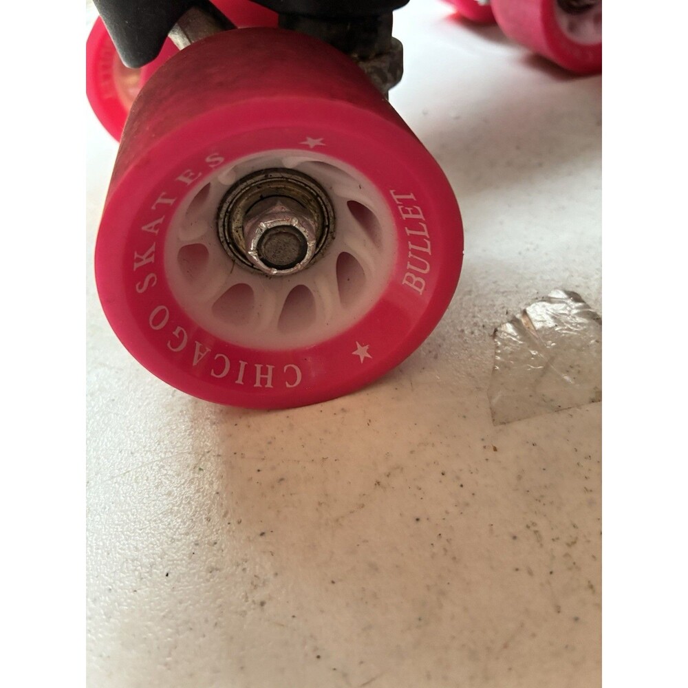 Chicago Bullet Roller Skates Womens 9 White Pink Quad Skates Lace Up Retro - Picture 4 of 9